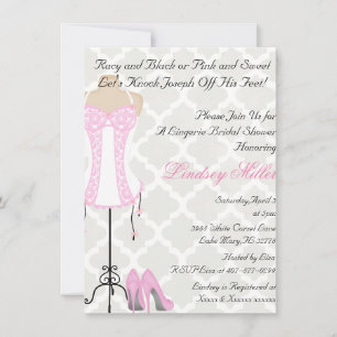 Pink & White Lingerie Bridal Shower Invitation