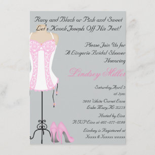 Pink & White Lingerie Bridal Shower Invitation