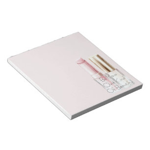 Pink White Lipstick Ivory Nail Polish Notepad