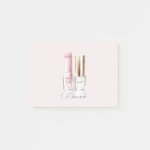 Pink White Lipstick Ivory Nail Polish Post-it Notes