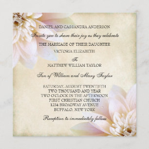 Pink White Lotus Flower Wedding Invitation