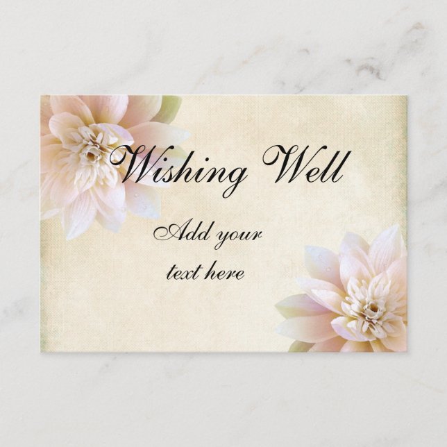 Pink White Lotus Flower Wishing Well Enclosure Card (Front)