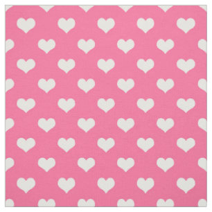 Pink White Love Heart Pattern Design Fabric