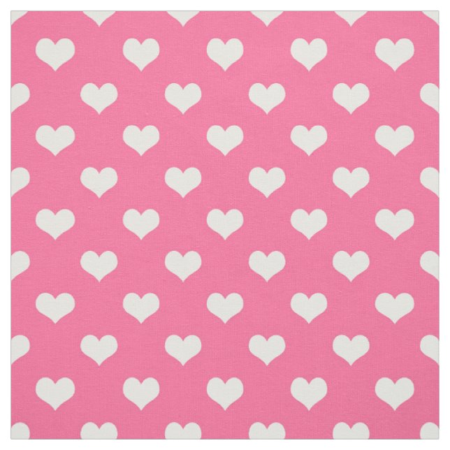 Pink White Love Heart Pattern Design  Fabric (Swatch)
