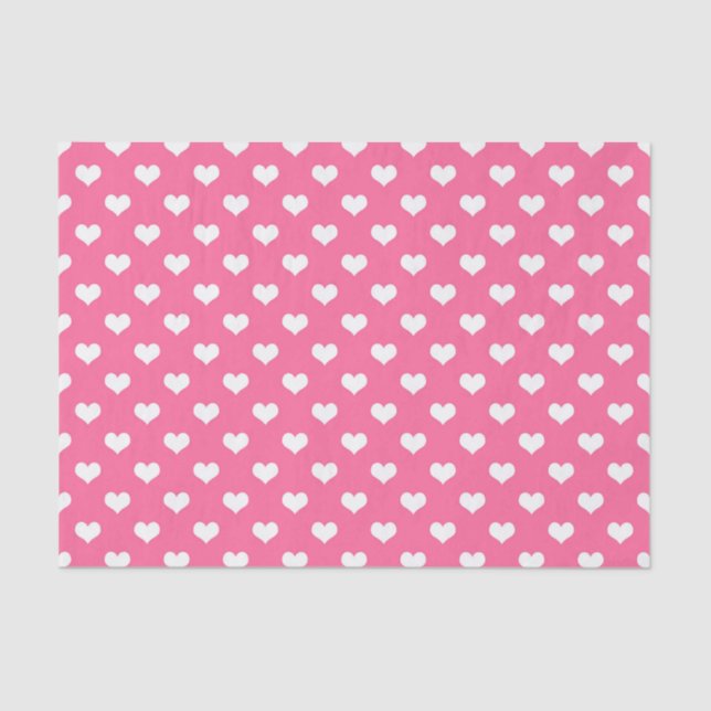 Pink White Love Heart Pattern Design  Tissue Paper (Front)