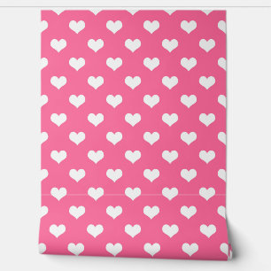 Pink White Love Heart Pattern Design Wallpaper