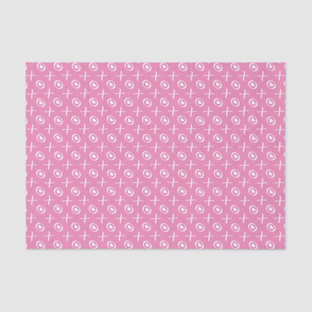 Pink & White Love Hearts & Kisses Valentine's Day Tissue Paper (Front)