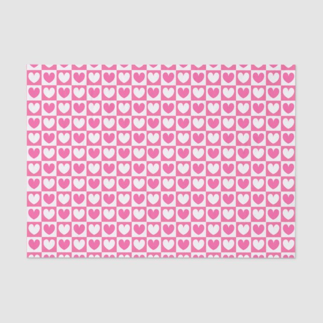 Pink & White Love Hearts Valentine's Day Tissue Paper (Front)
