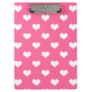 Pink White Lovely Hearts Design Clipboard