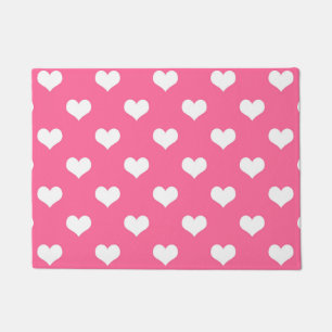 Pink White Lovely Hearts Design Doormat