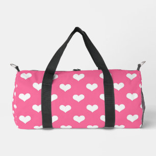 Pink White Lovely Hearts Design  Duffle Bag