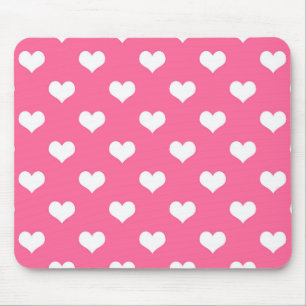 Pink White Lovely Hearts Design Mouse Mat
