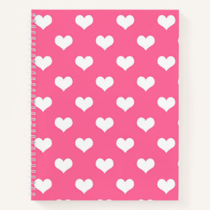 Pink White Lovely Hearts Design Notebook
