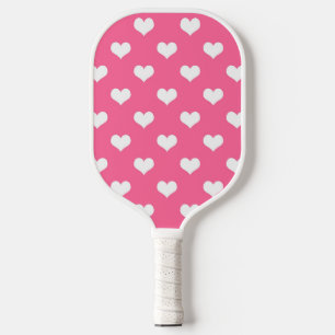 Pink White Lovely Hearts Design Pickleball Paddle