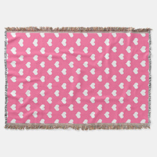 Pink White Lovely Hearts Design Throw Blanket