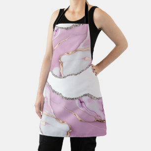 Pink White Marble Apron
