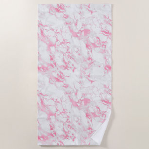 Pink White Marble       Beach Towel