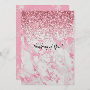 Pink White Marble Glitter Card