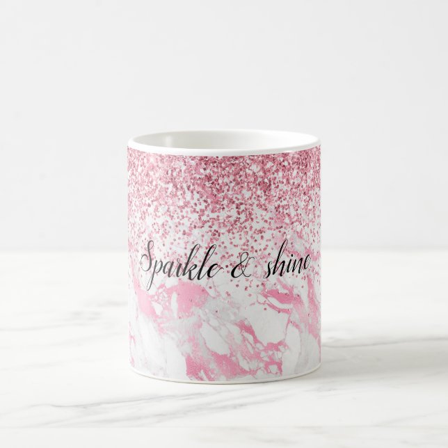 Pink White Marble Glitter              Coffee Mug (Center)