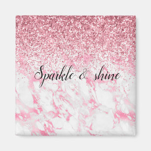 Pink White Marble Glitter                   Magnet