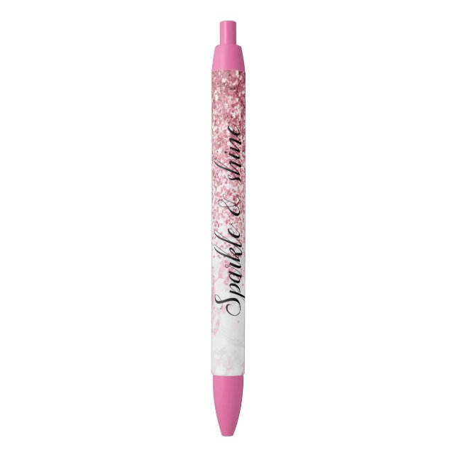 Pink White Marble Glitter      Pen (Front Vertical)