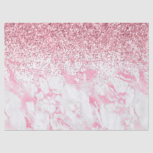 Pink White Marble Glitter Tissue Paper
