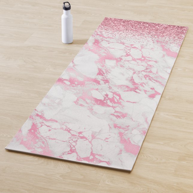 Pink White Marble Glitter              Yoga Mat (In Situ)