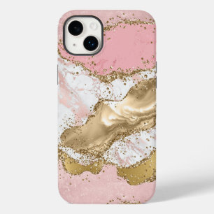 Pink White Marble Gold Glitter Case-Mate iPhone 14 Plus Case