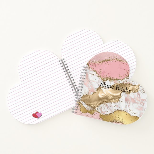 Pink White Marble Gold Glitter Notebook (Inside)