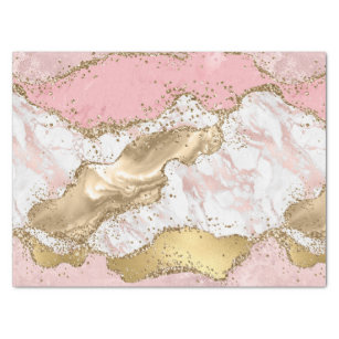 Pink White Marble Gold Glitter Tissue Paper