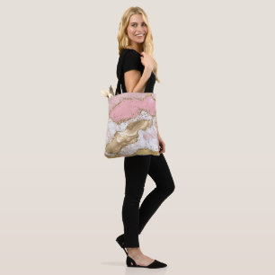 Pink White Marble Gold Glitter Tote Bag