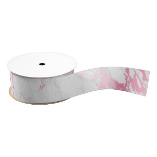 Pink White Marble Grosgrain Ribbon