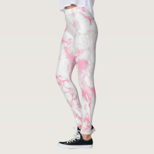 Pink White Marble Leggings