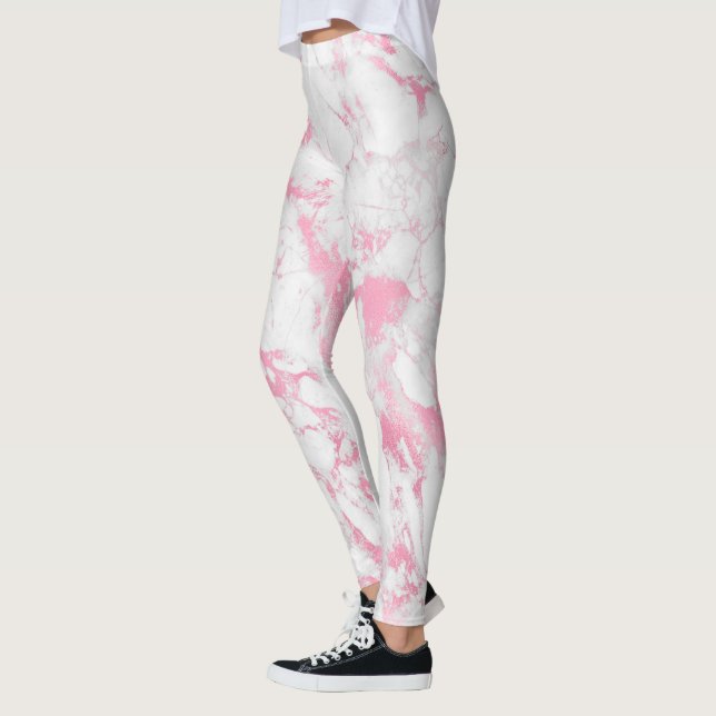 Pink White Marble   Leggings (Left)