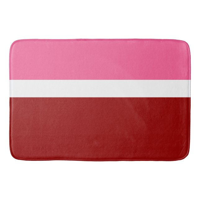 Pink White Maroon Red Colour Block  Bath Mat (Front)