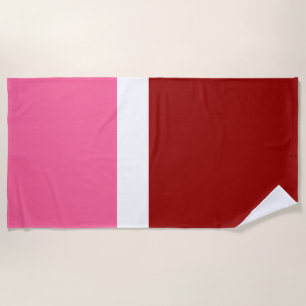 Pink White Maroon Red Colour Block  Beach Towel