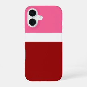 Pink White Maroon Red Colour Block iPhone 16 Case