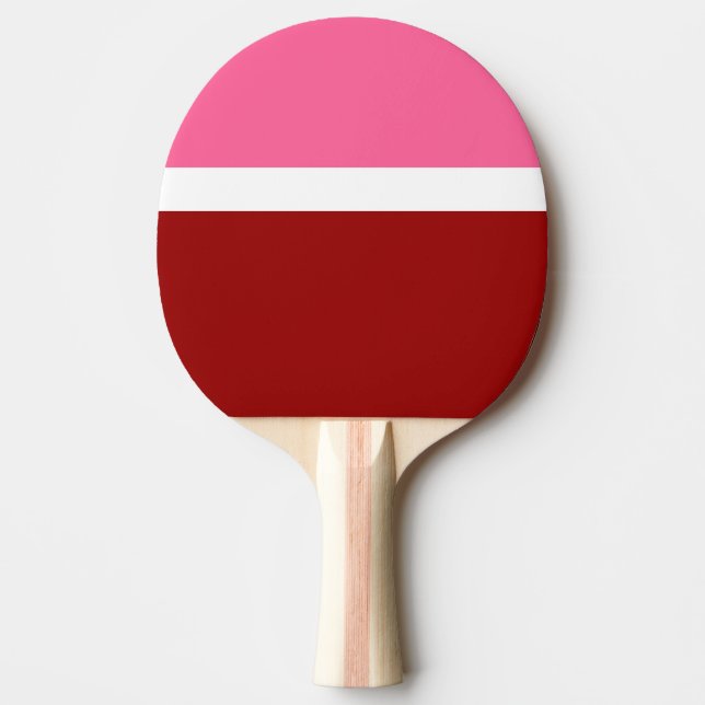 Pink White Maroon Red Colour Block  Ping Pong Paddle (Front)
