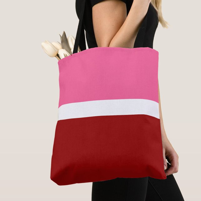 Pink White Maroon Red Colour Block  Tote Bag (Creator Uploaded)