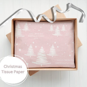 Pink White Minimalist Christmas Trees Tissue Paper