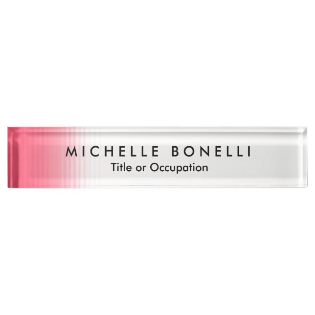 Pink White Minimalist Feminine Plain Modern Nameplate (Front)