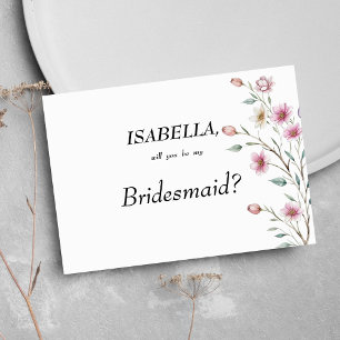 Pink white mint lilac spring flower Bridesmaid Invitation