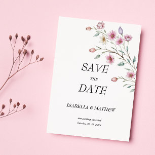 Pink white mint lilac spring flower Save the Date Invitation