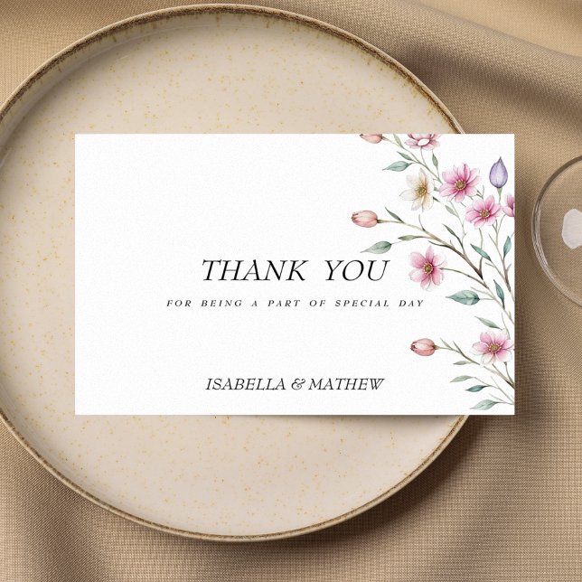 Pink white mint lilac spring flower Thank You  Invitation (Pink white mint lilac spring flower Thank You )