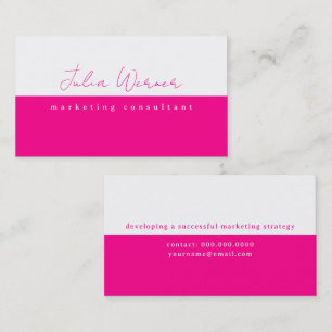 Pink White Modern Pro Marketing Consultant Business Card