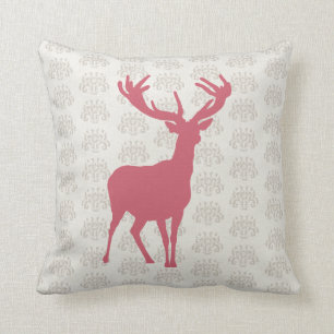 Pink White Modern Stag Picture Cushion Pillow