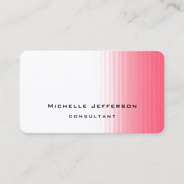 Pink White Modern Stylish Trendy Minimalist Business Card (Front)