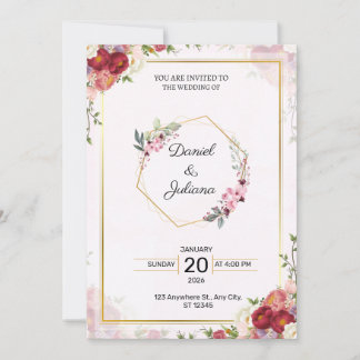Pink White Modern Wedding Party Invitation