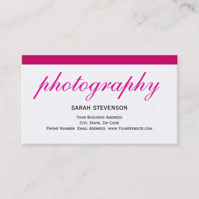 Pink White Monogram Business Card (Front)