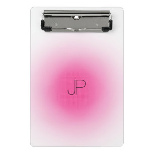 Pink White Monogram Modern Elegant Template Mini Clipboard